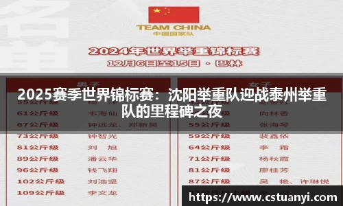 2025赛季世界锦标赛：沈阳举重队迎战泰州举重队的里程碑之夜